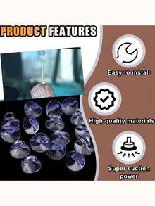 10pcs Glass Suction Cup Hooks, Made Of PVC Material, Suitable For Windows, Windshields, Easy Installation, No Drilling Required For Wall Mounting, Practical Hooks, Multi-Functional Hooks - Multicolor - View 7