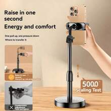 1pc/Adjustable Rotating Phone Stand Waterproof ABS Desktop Tripod, Phone Video/Live Streaming Holder, Effortless Stand, Phone Holder (Refer To Page Video For Installation Steps), Gift, Present, Fixed Stand - Black - View 3