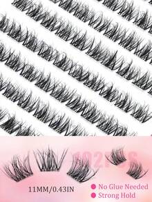 100 Clusters Self-Adhesive False Eyelashes, C-Curl Pre-Glued Lash Clusters, Natural Eyelashes, Easy To Use, Natural Appearance, Suitable For Beginners, Suitable For All Occasions, False Eyelashes, Halloween - C - View 3