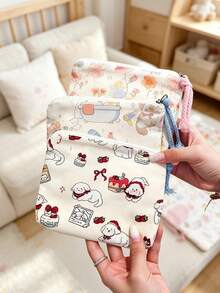 Cute Cartoon Print Baby Diaper Storage Bag, Portable Fabric Zipper Pouch, Children's Diaper And Small Item Organizer, Suitable For Small Item Storage, Easy To Carry - Multicolor - View 6