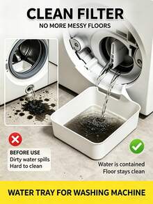 2/1pc New White Washing Machine Drain Tray, Effective Anti-Overflow Floor Protection Mat, Leak-Proof Base Pan Laundry Area Cleaning Storage Accessory, Household Supplies New Year Graduation Season Gift - Multicolor - View 2