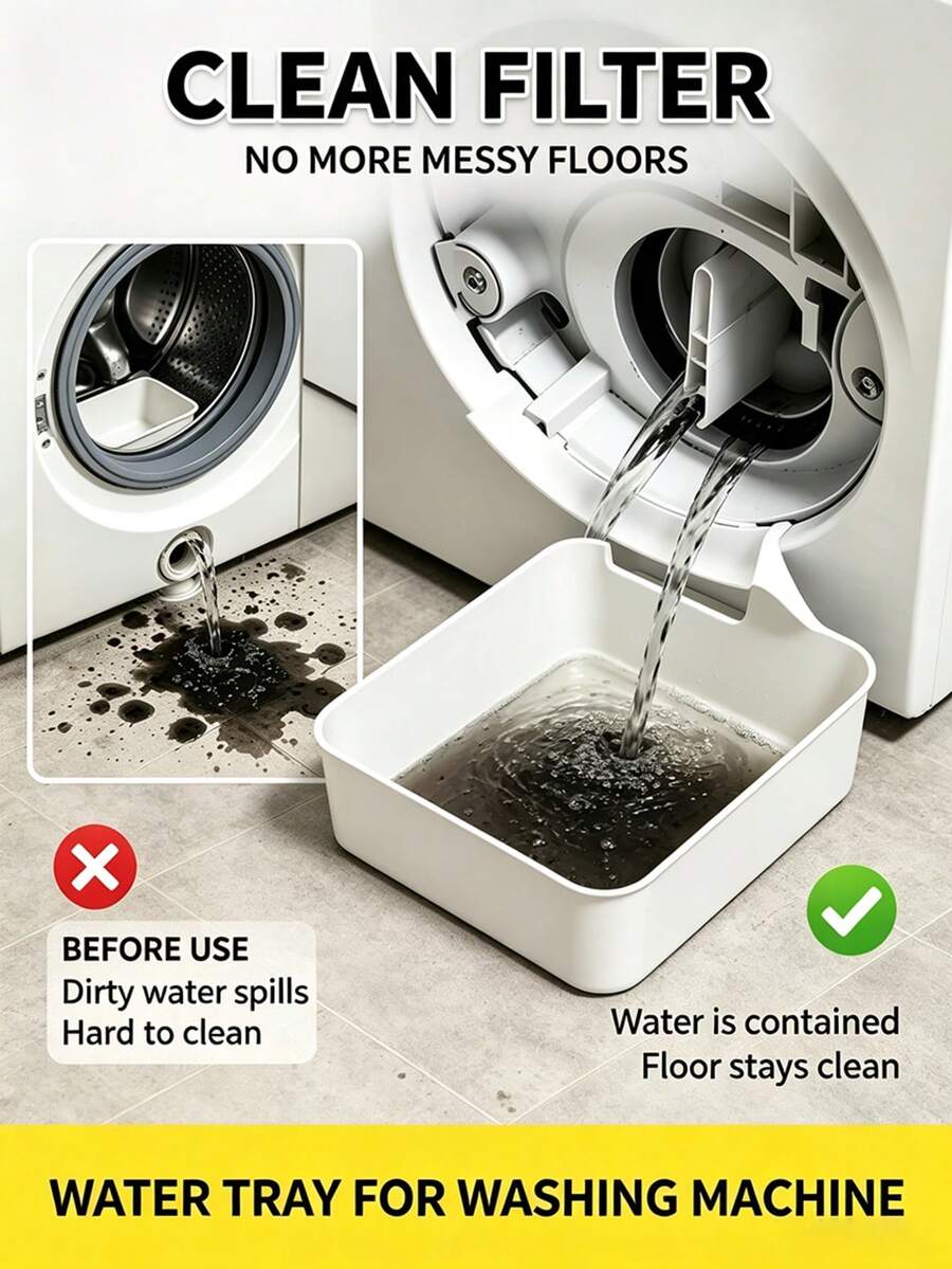 2/1pc New White Washing Machine Drain Tray, Effective Anti-Overflow Floor Protection Mat, Leak-Proof Base Pan Laundry Area Cleaning Storage Accessory, Household Supplies New Year Graduation Season Gift