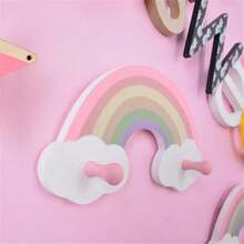 1pc Handmade Rainbow Cloud Shaped Wooden Wall Hook - Bohemian Style Wall Decor Hook, Suitable For Children's Room And Towel Storage - Multicolor - View 6