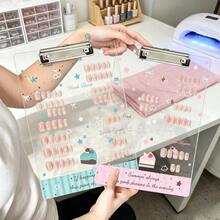 1pc Transparent Pentagram Pattern Nail Art Display Board, Large Capacity Nail Art Product Photography Prop Background Board, Desktop Nail Art Sample Style Display Rack, Fake Nails Nail Art Style Display Book - Multicolor - View 6
