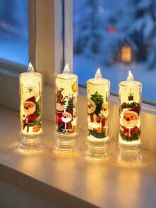 4/1pc Christmas Flameless Flickering LED Candles, Battery Operated LED Tea Lights, Cartoon Santa Claus Reindeer Snowman Print, Birthday Party, Wedding Decor, Romantic Candlelight Dinner, Valentine's Day, Christmas Decor, Home Decor, Tabletop Decor - Christmas - View 7