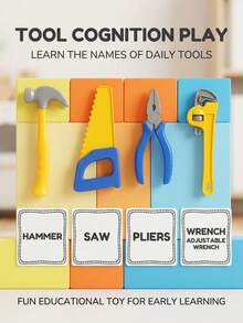 Kids Pretend Play Construction Tool Set With Storage Bag, Simulation Hammer Wrench Screwdriver Saw Repair Tool Kit, Engineer Role Play Educational Toy For Boys, Halloween Gift - Multicolor - View 11