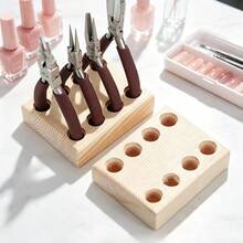 1pc Multi-Hole Nail Clipper Storage Rack, Large Capacity Nail Clipper & Scissors Tool Display Stand, Handmade DIY Round Head Flat Mouth Nylon Pliers Wooden Organizer Rack - Multicolor - View 6