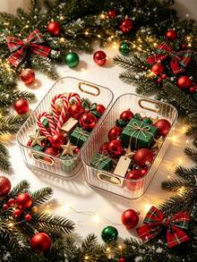 1 Set Transparent Multi-Function Storage Box Set, Suitable For Storing Cosmetics And Holiday Supplies, Plastic Storage Box, Can Be Used In Bathroom And Dormitory, Home Decor Storage, Room Decor, Christmas Back To School Gift - Multicolor - View 5