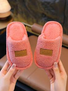 Children's Home Slippers Winter New Style Boys & Girls Simple Casual Daily Student Indoor House Shoes - Pink - View 2