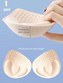 1 Pair Enhanced Push-Up Bra Pads, 4cm Thick, Heart-Shaped Design With Massage Point Texture, Suitable For Sports Bras And Daily Wear Invisible Sponge Bra Pads, Providing Instant Lift And Natural Appearance For Women - Apricot - View 6