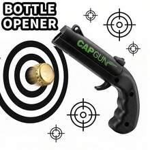 Cap Gun Bottle Opener With Shooting Fun, Practical Tool For World Cup Viewing Party, Game Day Tailgating, Camping, Gag Gifts Beer Bottle Opener For Soccer Fans - Black - View 1