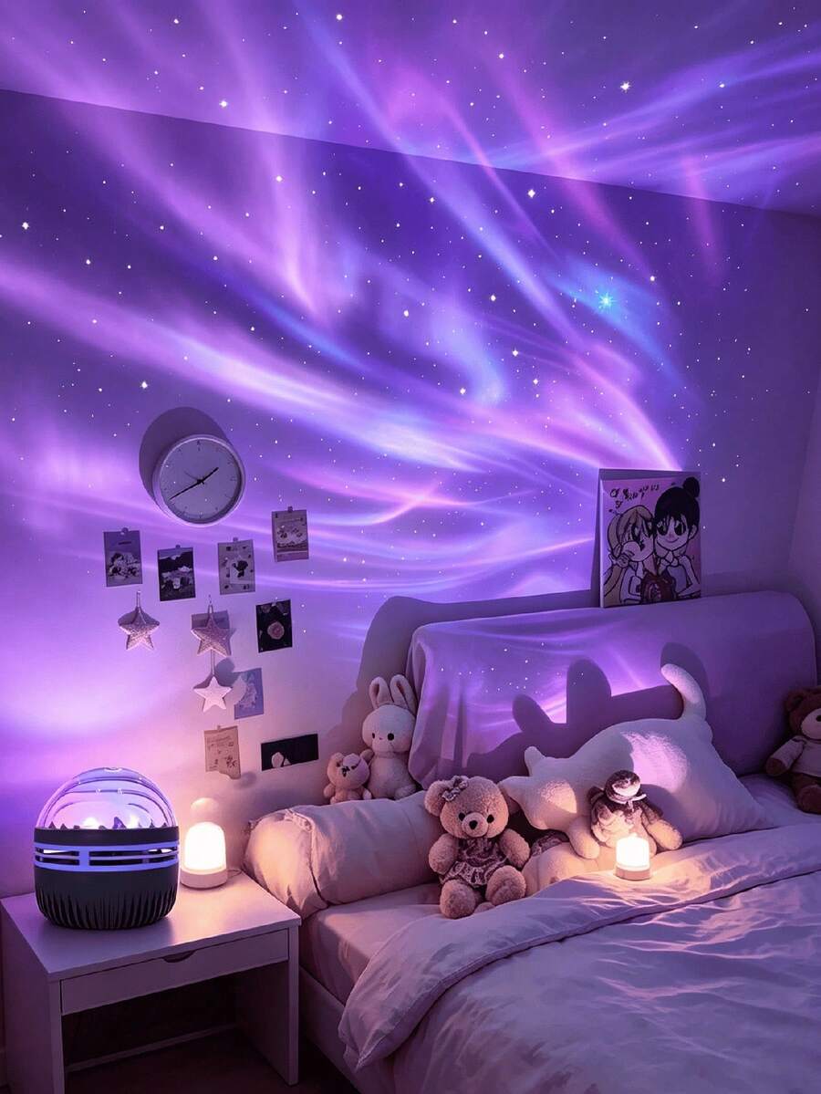 USB Powered Aurora Projector Light With Remote Control, 6-Color Dynamic Northern Lights Water Ripple Starry Sky Lamp, Romantic Atmosphere Decorative Light For Bedroom, KTV, Stage, Valentine's Day, Christmas Gift For Women