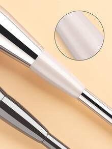 ronshadow 1pc Dual-Head Makeup Brush With Powder Puff Set, Face Powder Brush + Detail Blending Brush Dual-Use, With Triangle Flocked Powder Puff, Beginner Makeup Tool - Multicolor - View 8