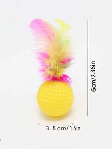 1 pieza-6 piezas Juguete interactivo para gatos Bola de arcoíris con plumas - Multicolor - Ver 13