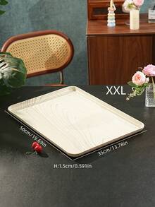 Light Wood Grain Tray, Used For Holding Food, Snacks, Drinks, Breakfast, Coffee, Rectangular Serving Tray, Durable Plastic PP Material - Beige - View 16