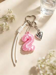 MIYIN 3D Printer Number Bag Charms(0-9),Cute Bubble Letter Pendant For Handbags With Key Ring & Heart Decoration,Unisex,Bag Charms Accessories For Backpack - Pink - View 15