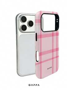 GIIPPA 1件粉色不規則格紋設計手機殼，適用於Phone 17 Pro Max，相容Phone 16 Pro Max、15 Pro Max、14 Pro Max，韓系高端時尚趣味手機殼，適合11/12/13/14/15/16 Pro Max Plus，男女皆宜的優雅設計，聖誕節、情人節、復活節、婚禮季與生日送女友的完美禮物！ - 粉色 - 查看 3