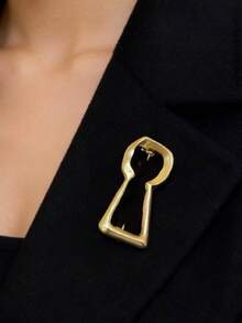 1pc Gold Minimalist Keyhole Brooch, Fashion Versatile Multi-Function Women's Brooch Pin - Gold Keyhole - View 3
