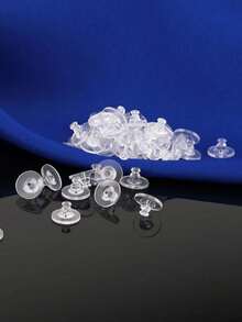 20/50/100pcs Clear Rubber Earring Backs, Jewelry DIY Accessories - Clear - View 4