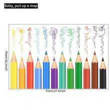 1pc 2D Colorful Colored Pencil Line Wall Sticker, Minimalist Hand-Drawn Natural Element Classroom Culture Wall Self-Adhesive Decorative Sticker - MK49057 - View 6