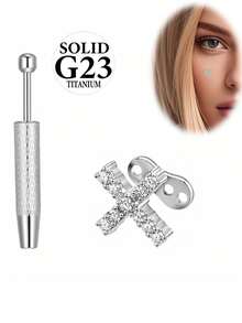 AVYRING 14G Titanium Dermal Anchor Tops And Base Dermal Piercing Jewelry Heart Flower Tops Punk Personalized Dermals Top With Grabber - Multicolor - View 10