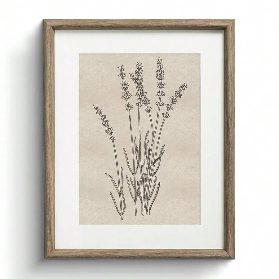 Framed Canvas Wall Art, Nature Wildflowers Art Prints, Vintage Neutral Decor For Living Room Bedroom Dorm Hallway Bathroom, Rustic Farm - Lavender - View 1