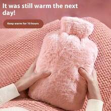 Hot Water Bottle With Soft Cover - 2 Liter/1 Liter Large - Classic Hot Water Bottle For Pain Relief, Neck And Shoulder Heat Therapy, Foot Warmer, Menstrual Cramp Relief, Hot And Cold Therapy - Great Gift For Christmas And Halloween - Multicolor - View 12