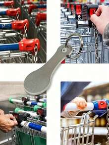 6pcs Stainless Steel Supermarket Shopping Cart Tokens Keychain, Anti-Loss Design, Simple Practical & Fun, Available In 3pcs/1pc Set, Suitable For Supermarket, Outdoor Activities, Car Keys - Multicolor - View 3