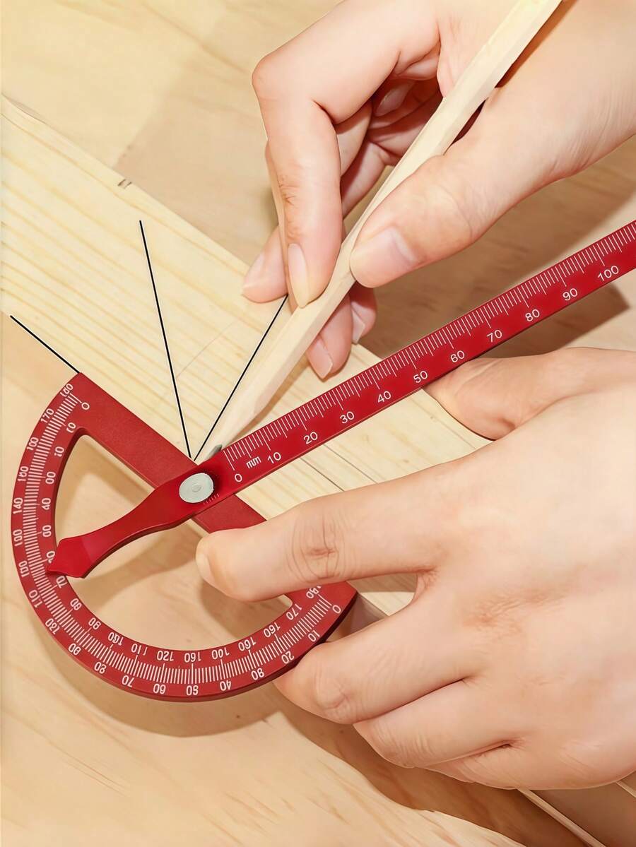 1 Set Creative Metal Multi-Angle Protractor, 180° Rotating Protractor And Drawing Tool, Suitable For Students And Teachers, Precise Drawing Geometry Supplies, School Office Supplies, Office Accessories, Stationery (Includes 2 Free Pencils) - Geometric drawing - View 1