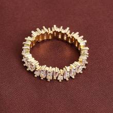 1pc Geometric Asymmetric Design Cubic Zirconia Inlaid Women's Ring Casual Gift - Multicolor - View 10