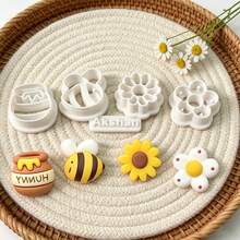 5件組蜜蜂蜂蜜罐花朵聚合物黏土模具套組 昆蟲花卉主題黏土模具 DIY 手作耳環吊墜珠寶手工製作工具 - 5件 - 查看 5