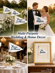 Customized Golf Wedding Flag | Personalized Wedding Gift | Personalized Surname And Established Date Golf Flag, Golf Themed Wedding Decor, Customized Newlywed Golf Keepsake, Golf Course Wedding Photo Prop And Reception Sign, Bridal Shower Gift - Multicolor - View 8