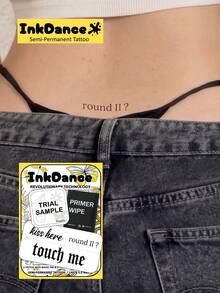 1 Set "& Round 2 & Touch Me" New Technology Tattoo Stickers, Semi-Permanent, Sexy Provocative Gothic Seduction, Temporary Tattoo, Y2K Style, Waterproof Long-Lasting Realistic Design, InkDance Plant-Based Formula, Gift X024 - Black - View 7