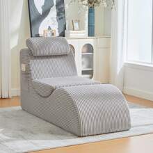Modern Leisure Armchair With A Unique Design, Ergonomically Shaped, Made Of Highly Elastic Compression Foam. Removable Seat Cushion And Side Pocket For Comfortable Sitting In Everyday Life. Light Gray, 160 X 66 X 90 Cm - Light Grey - View 11