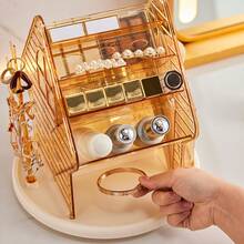 2/1pc Makeup Organizer Box + Flip Lid Small Box Set, Makeup Storage Organizer, Rotating Makeup Storage Rack With Perfume Holder, Multi-Layer Acrylic Makeup Storage Rack, Lipstick Holder, Brush Holder, Bedroom Decor Vanity Storage Rack, Room Decor - Multicolor - View 8