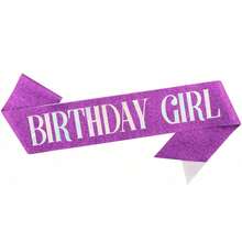 1pc/2pcs Birthday Girl Crown & Sash Set, Rose Gold/Purple/Gold Rhinestone Tiara + Glitter Sash, Women & Girls Birthday Party Accessories - Multicolor - View 18