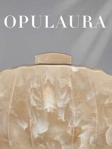 OpulAura 女款極簡風時尚金色波浪設計方型晚宴手拿包，適合宴會與婚禮，可作為新娘手提包，附鏈條肩背帶 - 杏色 - 查看 7