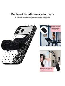 Koolife Lace Print Phone Case, Smooth Hard Shell Design, Made Of TPU And Printed Material, Scratch-Resistant Durable Shockproof, Compatible With IPhone 11/12/13/14/15/16/17/18 Series (Including Pro And Pro Max Versions), Great Gift Choice - Black and White - View 5