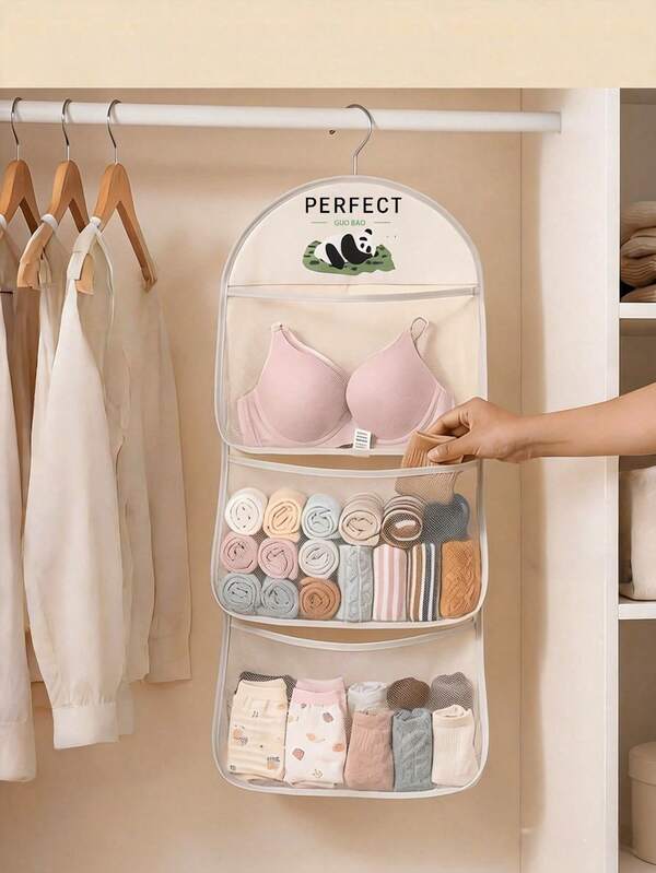 1 buah/2 buah/3 buah Tas Penyimpanan Gantung untuk Kaus Kaki, Bra, Pengatur Lemari Pakaian, Desain Jaring Bernapas, Visibilitas Jelas, Akses Mudah, Bukaan Besar, Dapat Dicuci, Hemat Ruang untuk Asrama Mahasiswa/Ruang Tinggal Bersama, Muat di Belakang Pintu dan Samping Tempat Tidur
