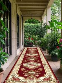 1pc Red Vintage Bohemian Style Persian Floral Pattern Runner Rug, Hallway Long Carpet, Rug, Runner Rug, Area Small Rug, Mat, Home Decor, Area Rug, Living Room Area Rug, Living Room Home Decor, Room Decor, Washable Carpet - Multicolor - View 1