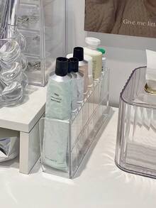 2/1pc Transparent 7-Slot Desktop Display Storage Rack, Hand Cream Storage Box, Cosmetic Organizer, Multi-Compartment Large Capacity, Suitable For Bathroom, Bedroom, Vanity, Ideal For Lipstick, Eyeshadow Palette, Serum, Hand Cream Storage And Organization, Perfect Gift - Multicolor - View 2