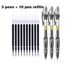 13pcs High-Capacity Gel Pen Set, 0.5mm Fine Point, 3 Pens + 10 Refills, Black Ink, Comfortable Grip, Quick-Drying, Smooth Writing, Ideal For Note-Taking And Writing, Perfect Office And School Supplies, Great Choice For Birthday Gifts - Sets - View 8