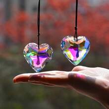 2PCS Heart-Shaped Crystal Sun Catcher Prism, Hanging Sun Catcher And Glass Prism Decor, Rainbow Maker For Window, Room, Kitchen, Garden Crystal Decoration - 2pcs Heart - View 1