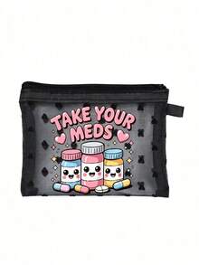 Mini Portable Mesh Medicine Bag With Pill Bottle Medical Supplies Letter Pattern, First Aid Emergency Kit Outdoor Home Medicine Pill Storage Bag, Suitable For Travel Storage Bag, Makeup Bag, Cosmetic Bag, Vacation Organizer, Skincare Bag, Lip Gloss Storage Bag, Bathroom Storage, Student Dorm Toiletry Bag, Gift For Wife, Family, Friends, Suitable For Christmas, Back To School, Birthday Gift. - Multicolor - View 18