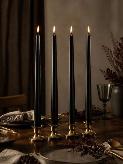 3pcs Black Candle Gift Box Packaging, 25cm Long Tapered Scented Candles Set, Soy Wax Candles, No Black Smoke With Fragrance, Halloween Home Decor Candles, Christmas, Candle Centerpiece Decoration Gift, Suitable For Friends