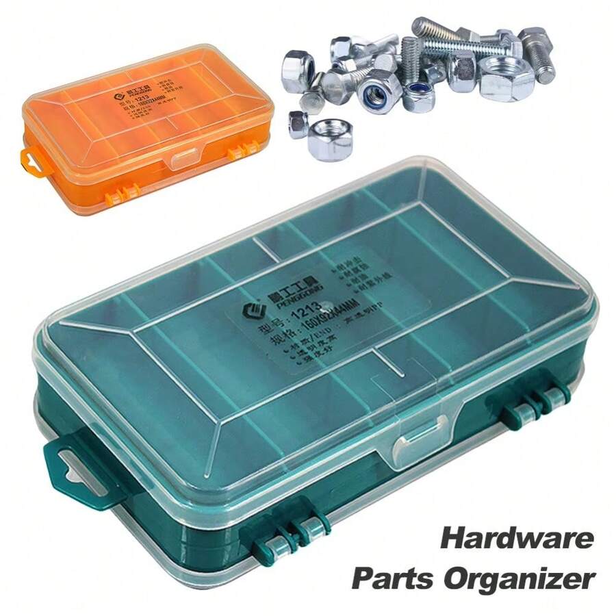 Double-Sided Metal Storage Box, Multi-Function Plastic Tool Storage Box, Rectangular Parts Box, Suitable For Electronic Components, Screws, Beads - Green - View 1