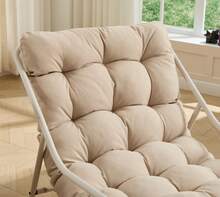 Outdoor Rocking Chair, Comfy Cushion, With Soft Thick Cushion,For Living Room, Bedroom, Reading Room, Beige Frame With Beige Cushion - A - View 8
