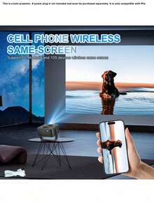 4K 便攜式投影機，WiFi 6 藍牙 5.0 智慧家庭劇院投影機，原生 720P HD 影片投影機，具備自動梯形校正，支援無線螢幕鏡像，相容 iOS Android 手機與電視棒，適用於臥室、客廳、派對 - 黑色 - 查看 2