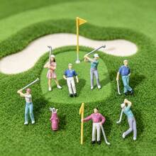 1:50 Hand Painted Mini Golfer Figurines, Tiny Golf Player Mini Figures With Golf Bag Flag, Dollhouse Mini Accessory, Mini Golf Diorama Layout Decor, Hobby Model Collection Gift(Random Color) - 1:50 Golf Ball Color Figure Set - View 7
