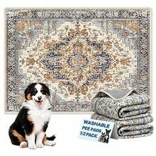 1pc Decorative Dog Pee Pad Carpet, Waterproof Absorbent Pet Mat, Non-Slip Floor Protector, Suitable For Small And Medium Dogs, Fashionable Home Carpet, Blue And Gray Available - one-size - View 3